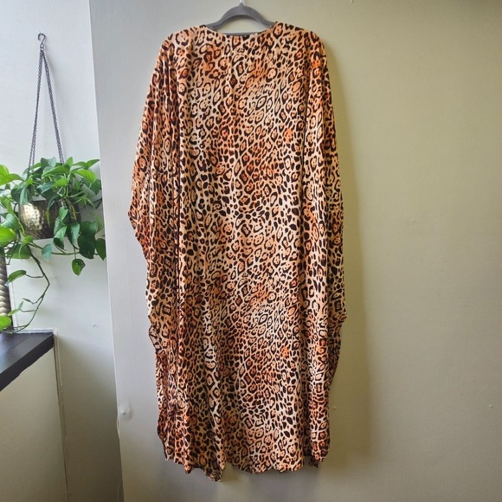 Victorias Secret Leopard Print Kimono Duster Swim Cover Up‎ M/L Festival Beach - Picture 2 of 6